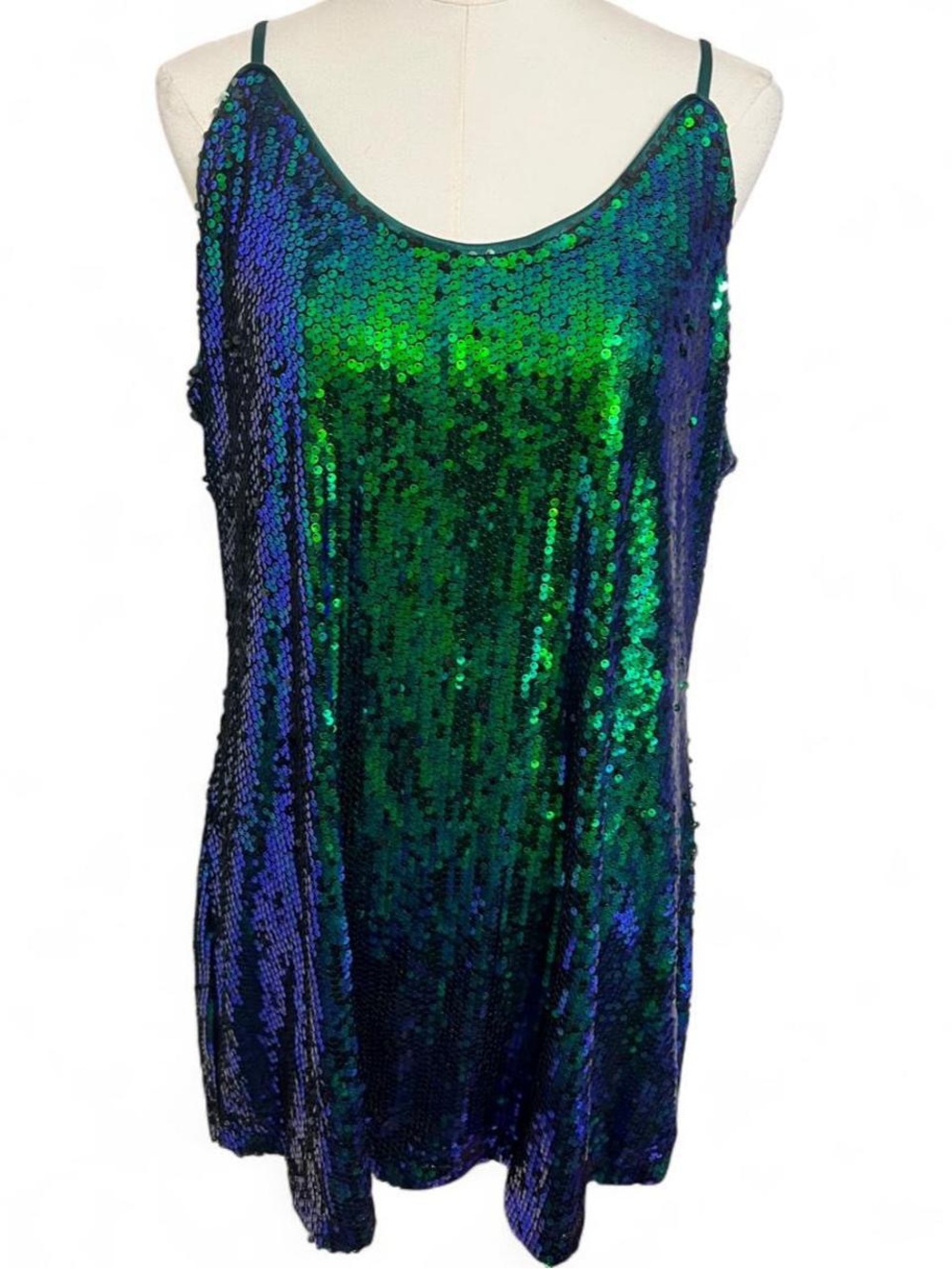 Blue green sequins sparkly mini dress mermaid disco rave going out party